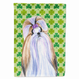 Shih Tzu #2 St. Patrick's Day Shamrock Portrait Flag Garden Size