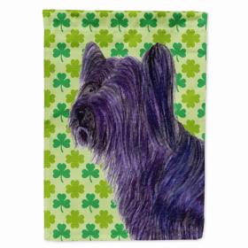 Skye Terrier St. Patrick's Day Shamrock Portrait Flag Garden Size