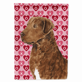 Chesapeake Bay Retriever Hearts Love and Valentine's Day Portrait Flag Garden Size