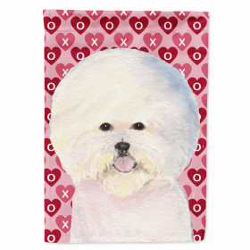 Bichon Frise #2 Hearts Love and Valentine's Day Protrait Flag Garden Size