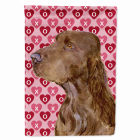 Field Spaniel Hearts Love and Valentine's Day Portrait Flag Garden Size