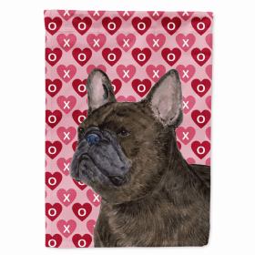 French Bulldog #5 Hearts Love and Valentine's Day Portrait Flag Garden Size