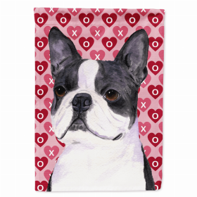 Boston Terrier #2 Hearts Love and Valentine's Day Portrait Flag Garden Size