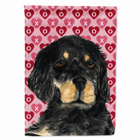 Gordon Setter Hearts Love and Valentine's Day Protrait Flag Garden Size