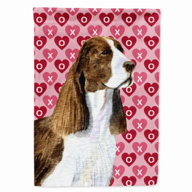 Welsh Springer Spaniel Hearts Love and Valentine's Day Portrait Flag Garden Size