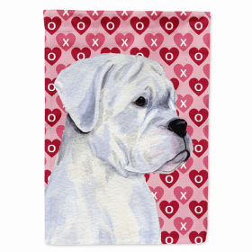 Boxer #3 Hearts Love and Valentine's Day Portrait Flag Garden Size