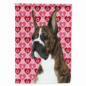 Boxer #2 Hearts Love and Valentine's Day Portrait Flag Garden Size