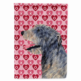 Irish Wolfhound Hearts Love and Valentine's Day Portrait Flag Garden Size