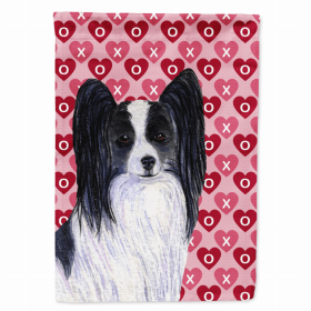 Papillon #2 Hearts Love and Valentine's Day Portrait Flag Garden Size