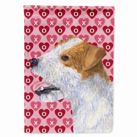 Jack Russell Terrier #2 Hearts Love and Valentine's Day Portrait Flag Garden Size