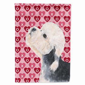 Dandie Dinmont Terrier Hearts Love and Valentine's Day Portrait Flag Garden Size