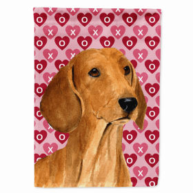 Dachshund #6 Hearts Love and Valentine's Day Portrait Flag Garden Size