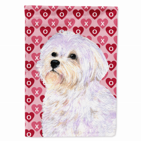 Maltese Hearts Love and Valentine's Day Portrait Flag Garden Size