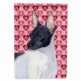 Rat Terrier Hearts Love and Valentine's Day Portrait Flag Garden Size