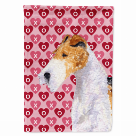 Fox Terrier #2 Hearts Love and Valentine's Day Protract Flag Garden Size