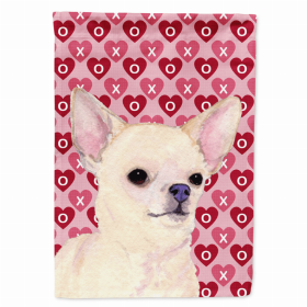 Chihuahua Hearts Love and Valentine's Day Portrait Flag Garden Size