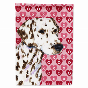 Dalmatian Hearts Love and Valentine's Day Portrait Flag Garden Size