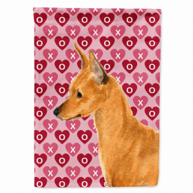 Min Pin #2 Hearts Love and Valentine's Day Portrait Flag Garden Size