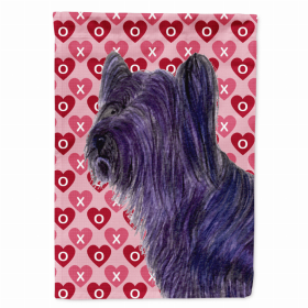 Skye Terrier Hearts Love and Valentine's Day Portrait Flag Garden Size