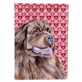 Newfoundland Hearts Love and Valentine's Day Portrait Flag Garden Size