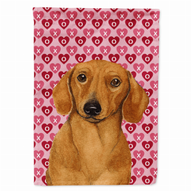 Dachshund Hearts Love and Valentine's Day Portrait Flag Garden Size