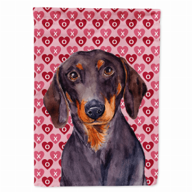 Dachshund #2 Hearts Love and Valentine's Day Portrait Flag Garden Size