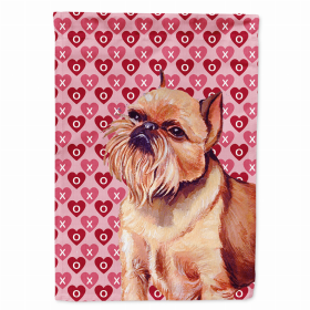 Brussels Griffon Hearts Love and Valentine's Day Portrait Flag Garden Size