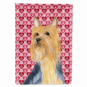 Silky Terrier Hearts Love and Valentine's Day Portrait Flag Garden Size