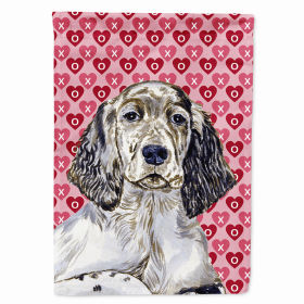 English Setter Hearts Love and Valentine's Day Portrait Flag Garden Size