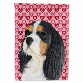 Cavalier King Charles Spaniel Hearts Love and Valentine's Day Portrait Flag Garden Size