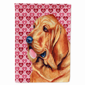 Bloodhound Hearts Love and Valentine's Day Portrait Flag Garden Size