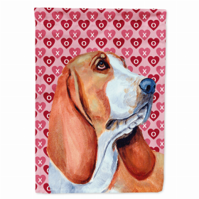 Basset Hound #3 Hearts Love and Valentine's Day Portrait Flag Garden Size