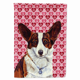 Corgi Hearts Love and Valentine's Day Portrait Flag Garden Size