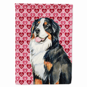 Bernese Mountain Dog Hearts Love and Valentine's Day Portrait Flag Garden Size