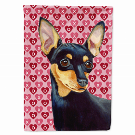 Min Pin Hearts Love and Valentine's Day Portrait Flag Garden Size