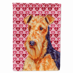 Airedale Terrier Hearts Love and Valentine's Day Portrait Flag Garden Size