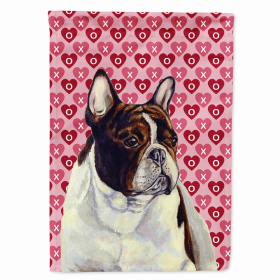 French Bulldog Hearts Love and Valentine's Day Portrait Flag Garden Size