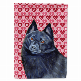 Schipperke Hearts Love and Valentine's Day Portrait Flag Garden Size