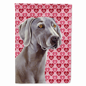 Weimaraner Hearts Love and Valentine's Day Portrait Flag Garden Size