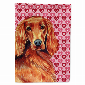 Irish Setter Hearts Love and Valentine's Day Portrait Flag Garden Size