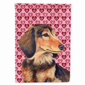 Dachshund #3 Hearts Love and Valentine's Day Portrait Flag Garden Size