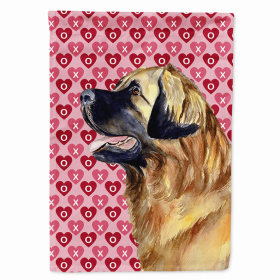 Leonberger Hearts Love and Valentine's Day Portrait Flag Garden Size