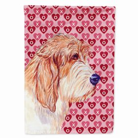 Petit Basset Griffoin Vendeen Hearts Love and Valentine's Day Portrait Flag Garden Size