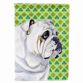 Bulldog #4 St. Patrick's Day Shamrock Portrait Flag Garden Size