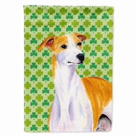 Whippet St. Patrick's Day Shamrock Portrait Flag Garden Size