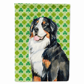 Bernese Mountain Dog St. Patrick's Day Shamrock Portrait Flag Garden Size