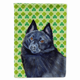 Schipperke St. Patrick's Day Shamrock Portrait Flag Garden Size