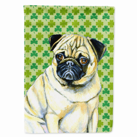 Pug St. Patrick's Day Shamrock Portrait Flag Garden Size