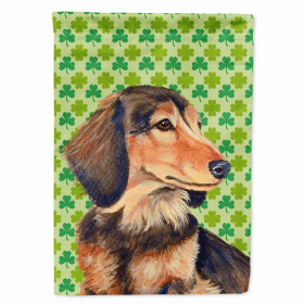 Dachshund #3 St. Patrick's Day Shamrock Portrait Flag Garden Size