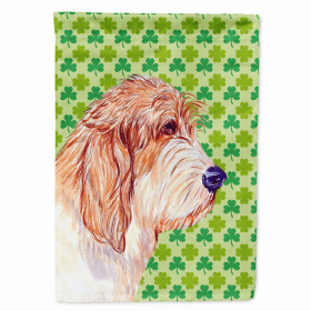 Petit Basset Griffon Vendeen St. Patrick's Day Shamrock Portrait Flag Garden Size